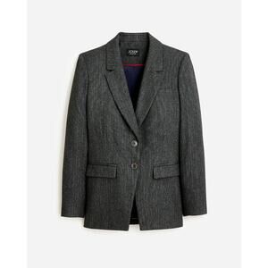 J.Crew Collection Women Blazer Grey Metallic Pinstripe Single-Breasted Wool Sz20